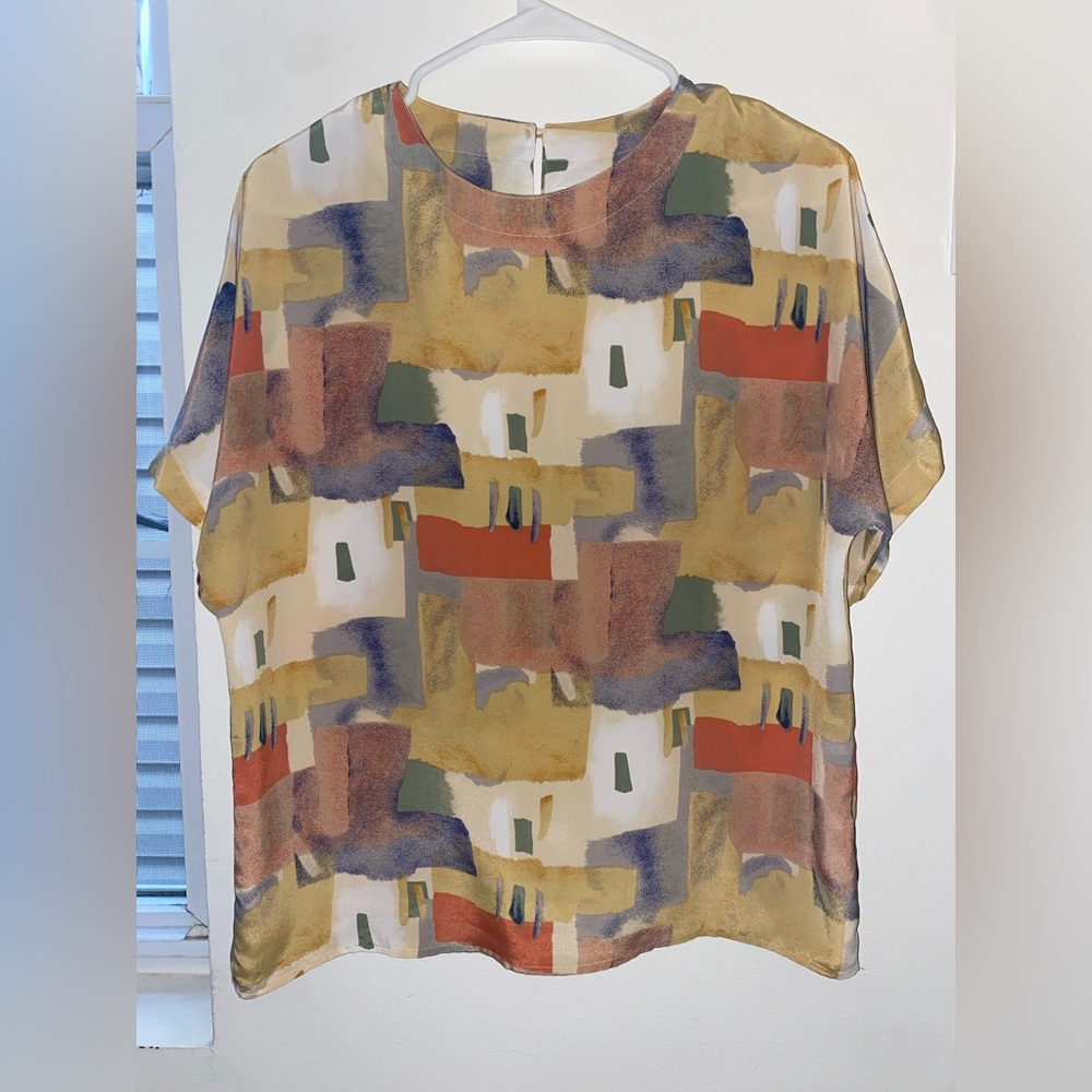 Retro Watercolor Blouse Vintage